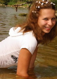 Teen Plays Naked In The River